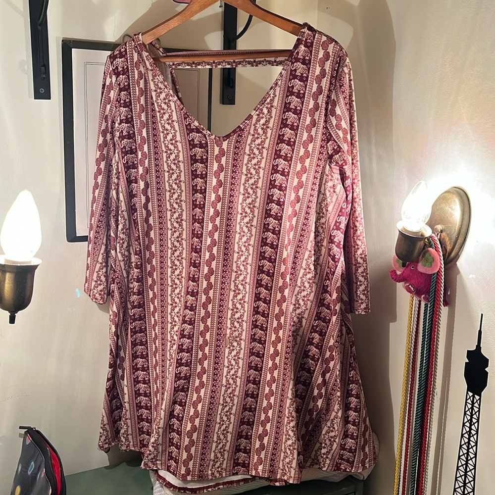 Elephant Pattern Long Sleeve Dress